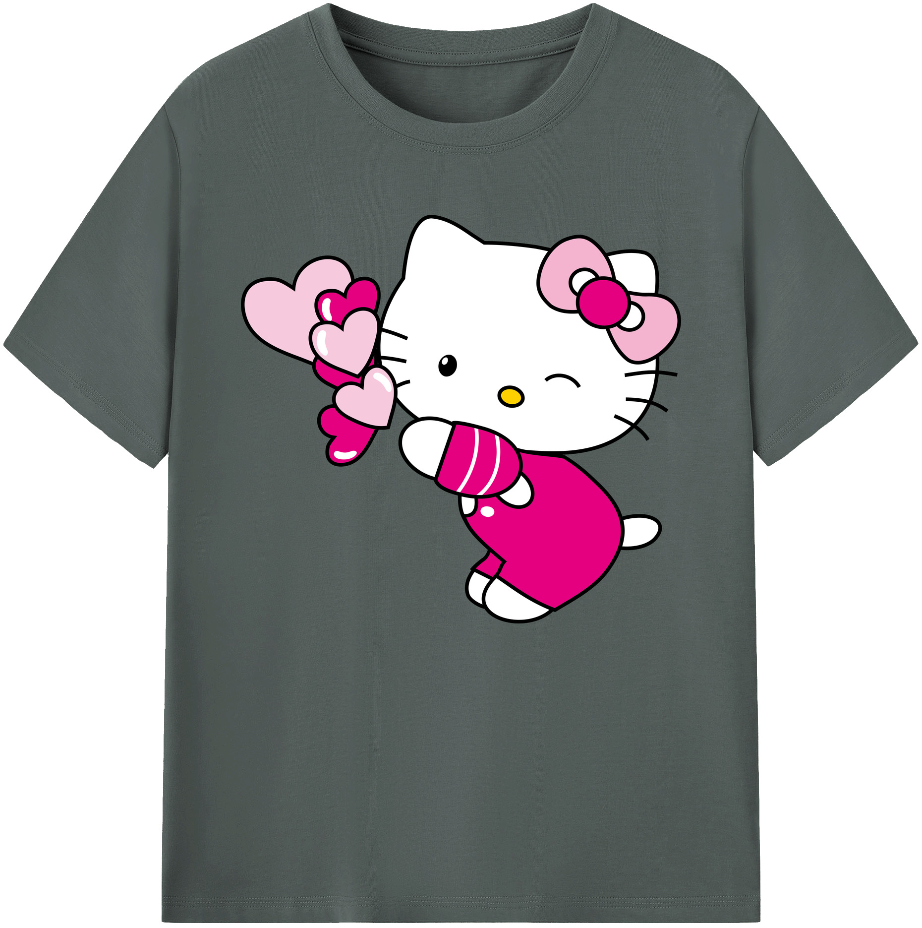 （画像用） Hello Kitty ハローキティ 綿100％ メンズ半袖Tシャツ｜肌触りやわらか＆通気性